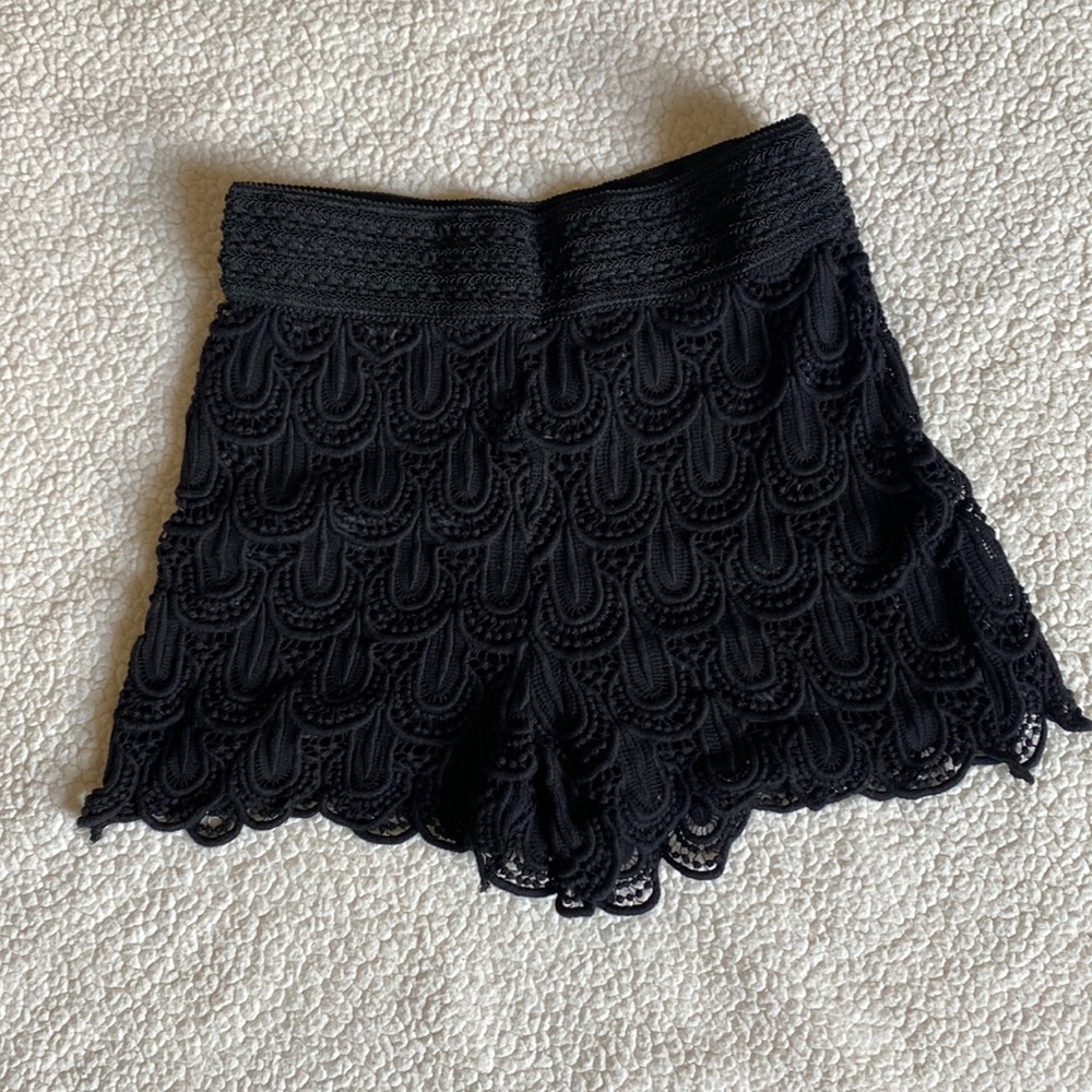 Canclay Dressy Black Crochet Shorts